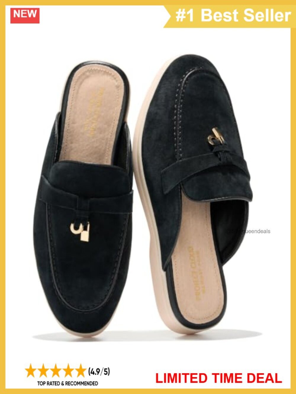 Genuine Leather Mules for Women Moc Toe Slip On Comfortable Casual Shoes